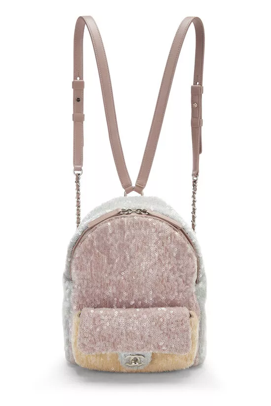 chanel multicolor sequin waterfall backpack mini
